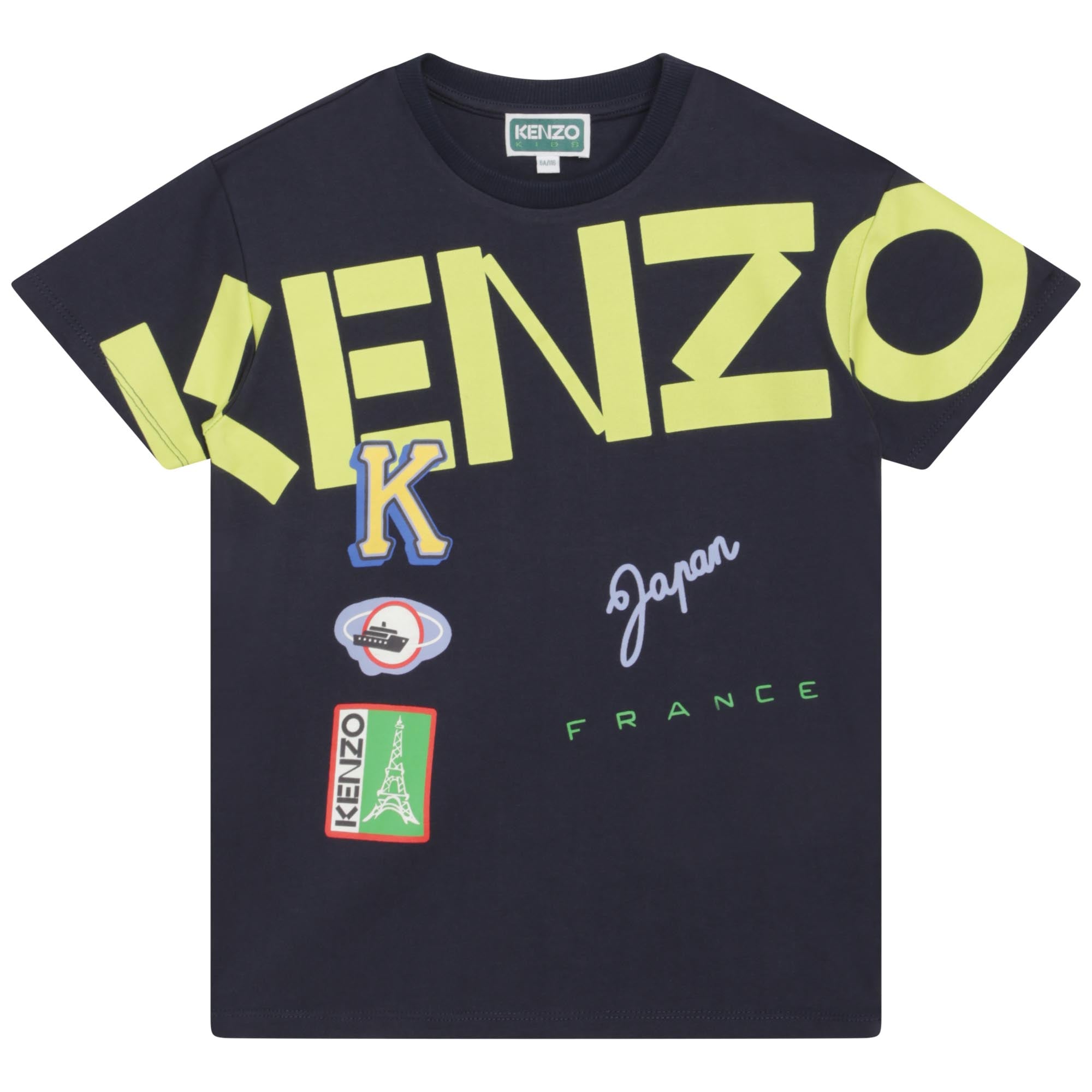 Boys Navy Logo Cotton T-Shirt