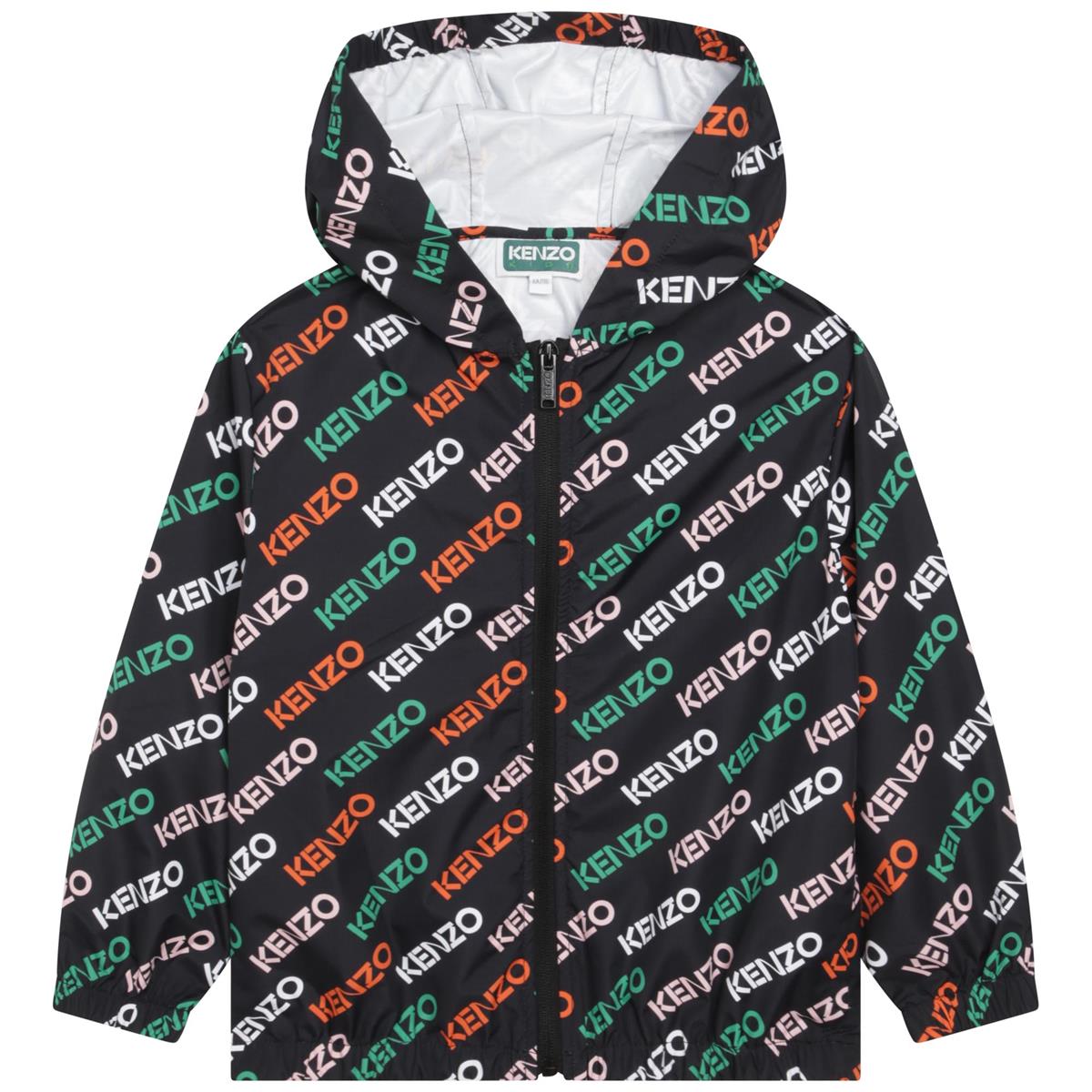 Girls Black Logo Zip-Up Top
