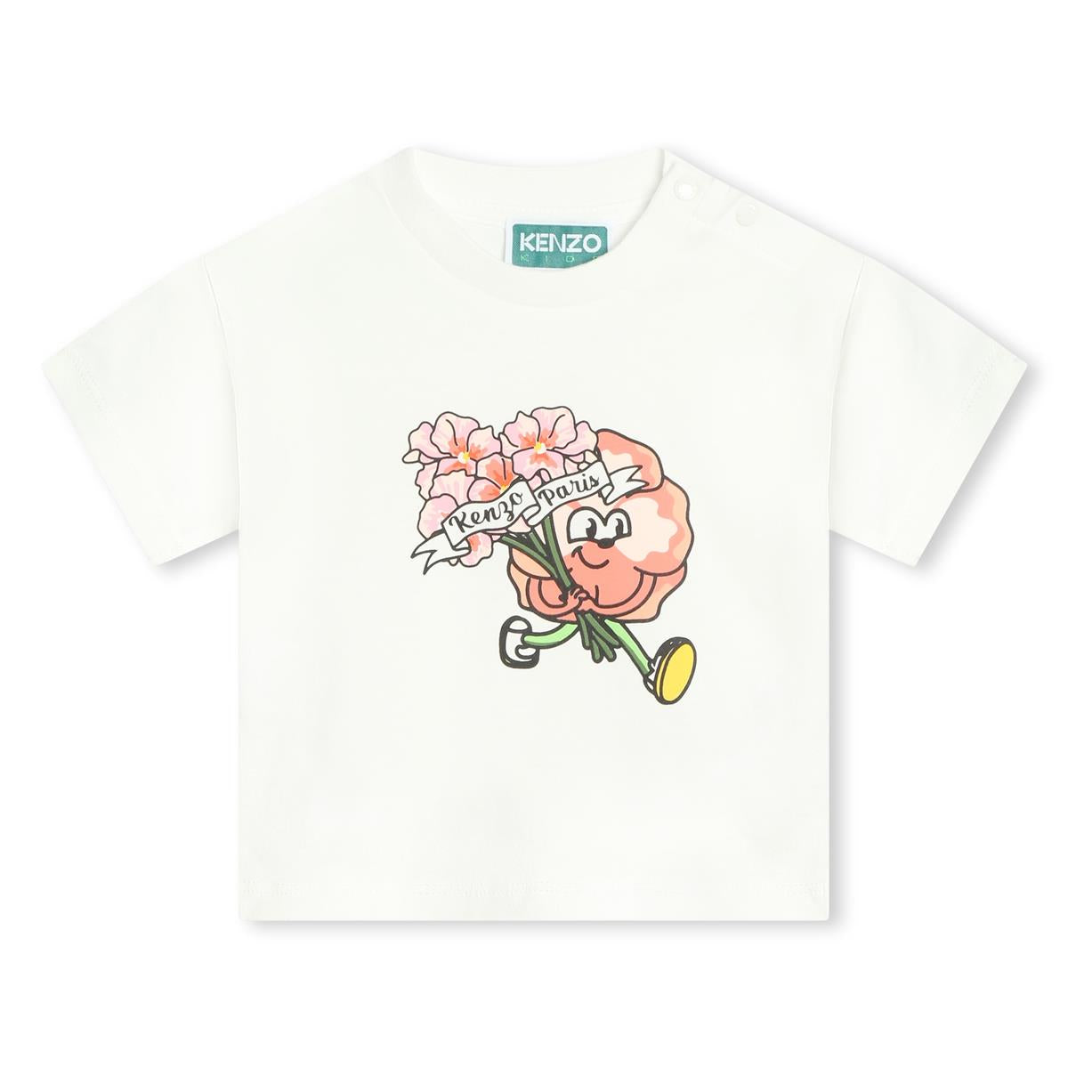 Baby Girls White Cotton T-Shirt