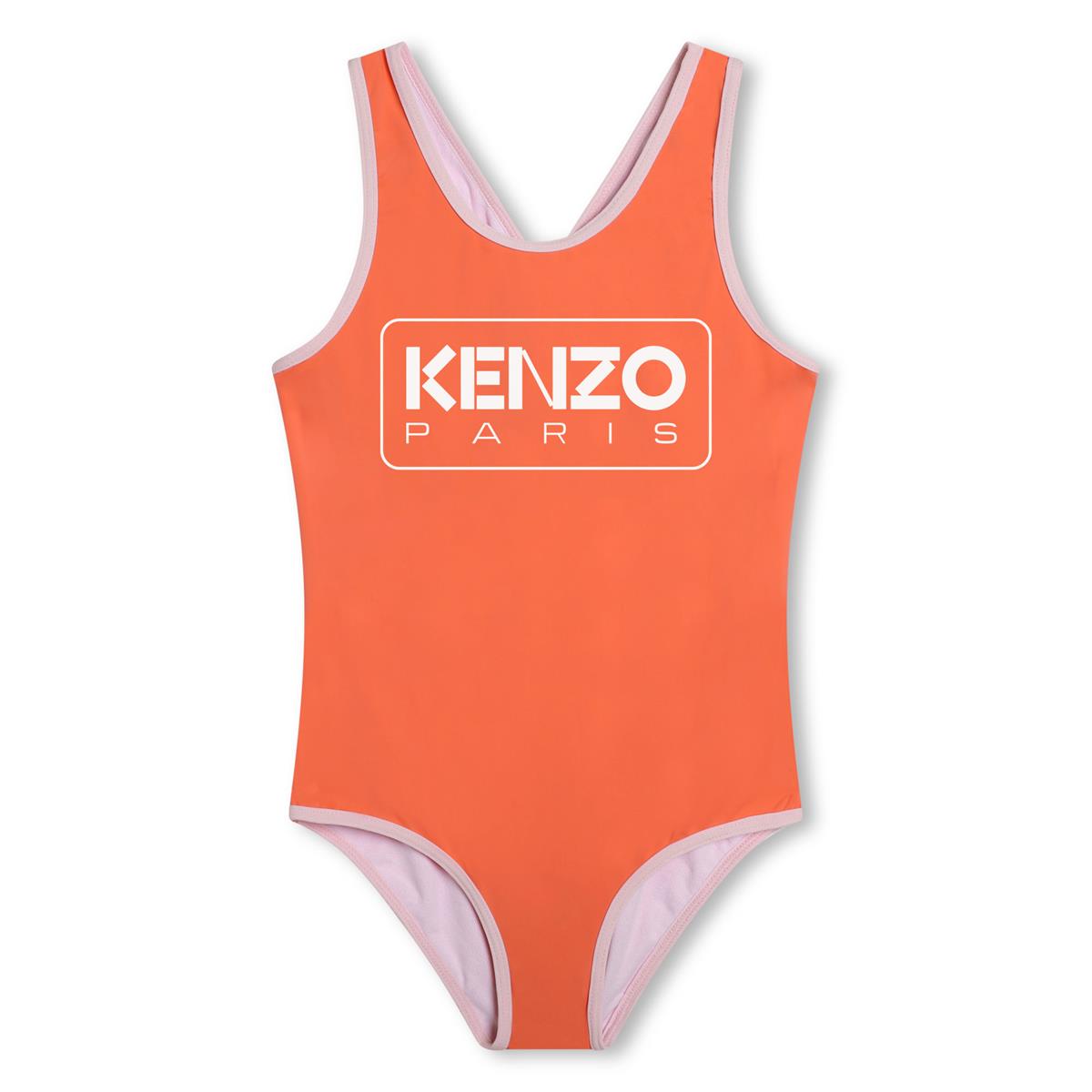 Girls Orange Logo Swimsuit