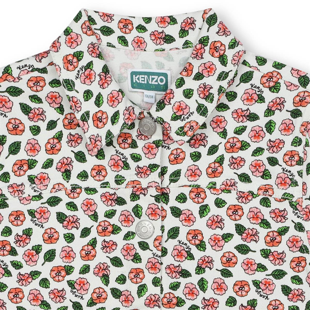 Girls White Flowers Cotton Shirt