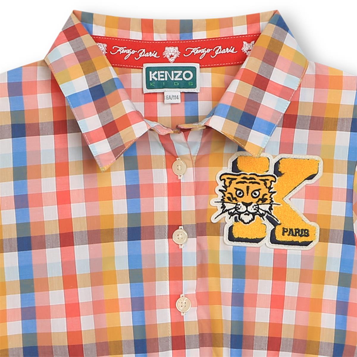Girls Yellow Check Cotton Dress