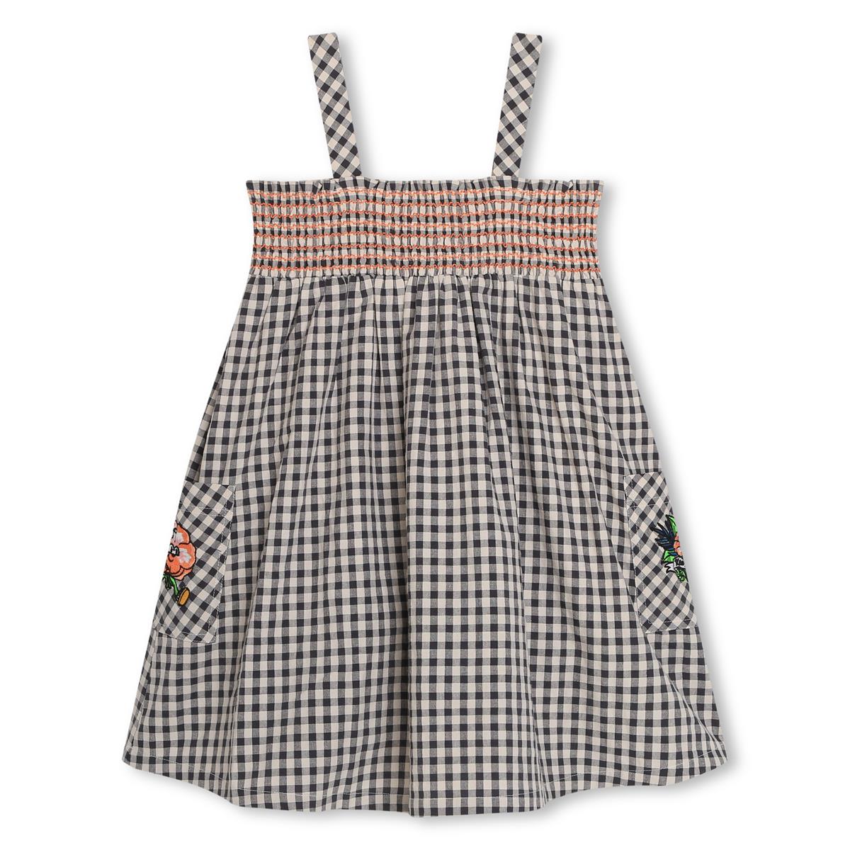 Girls Grey Check Cotton Dress