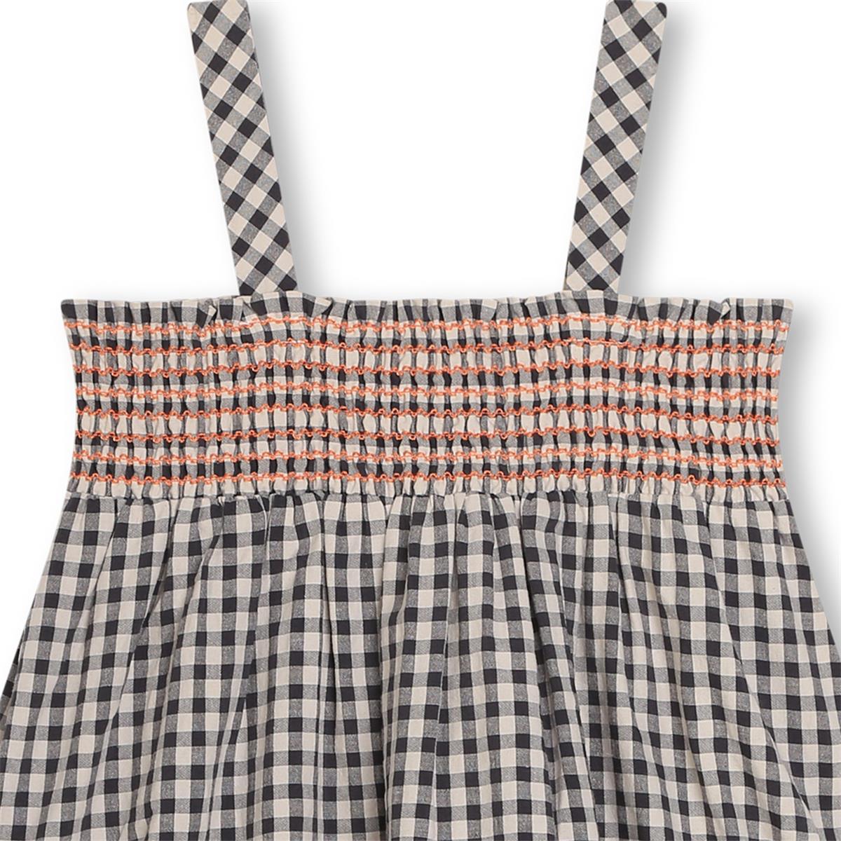 Girls Grey Check Cotton Dress