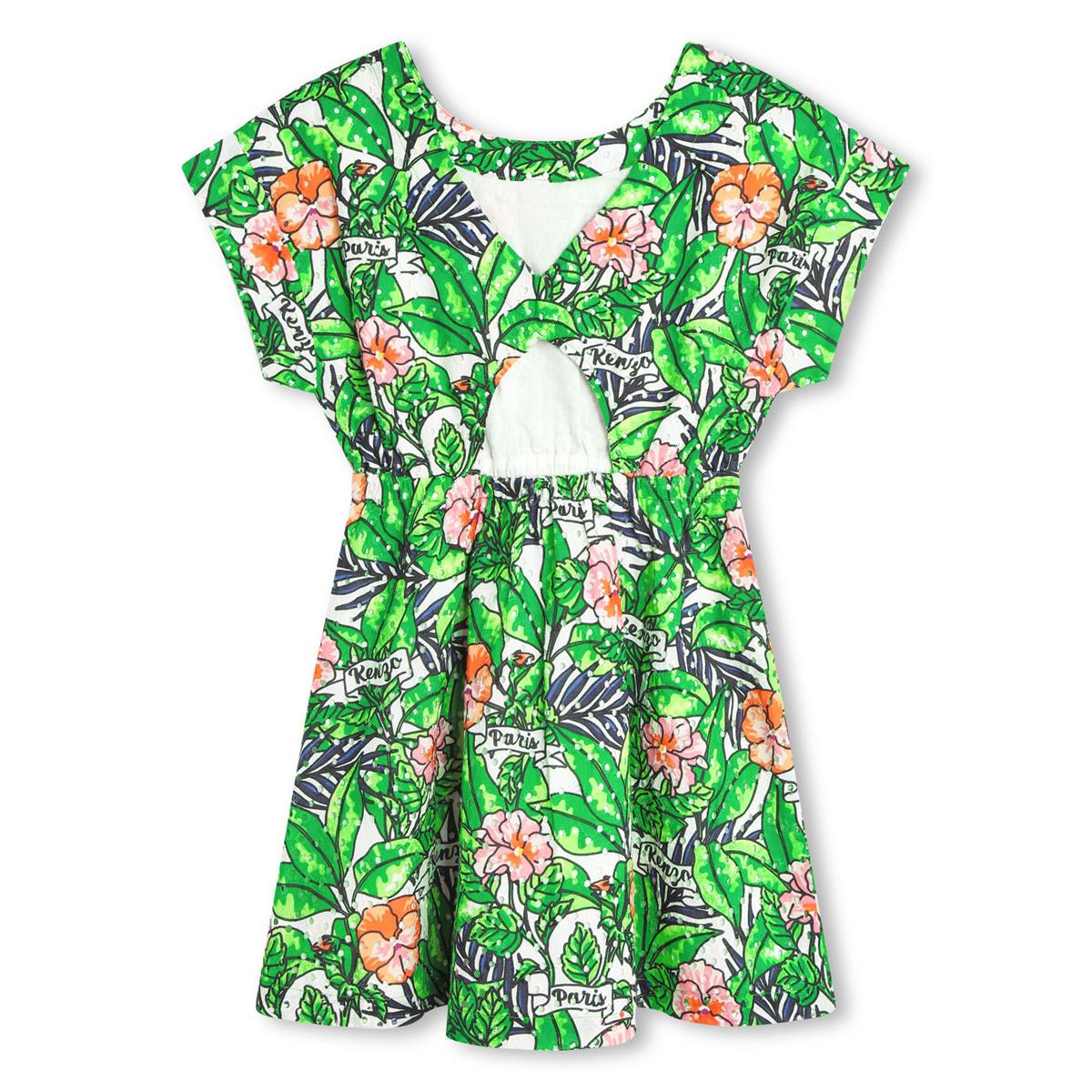 Girls Green Flowers Dress