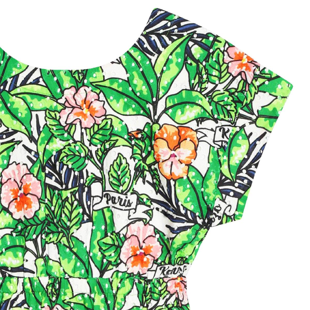 Girls Green Flowers Dress