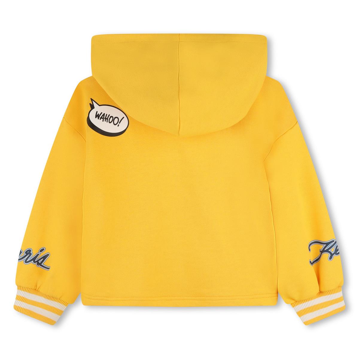 Girls Yellow Hooded Cotton Sweatshirt