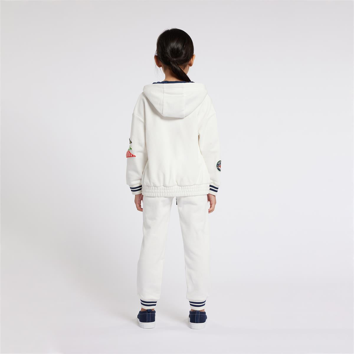 Girls White Hooded Cotton Sweatshirt