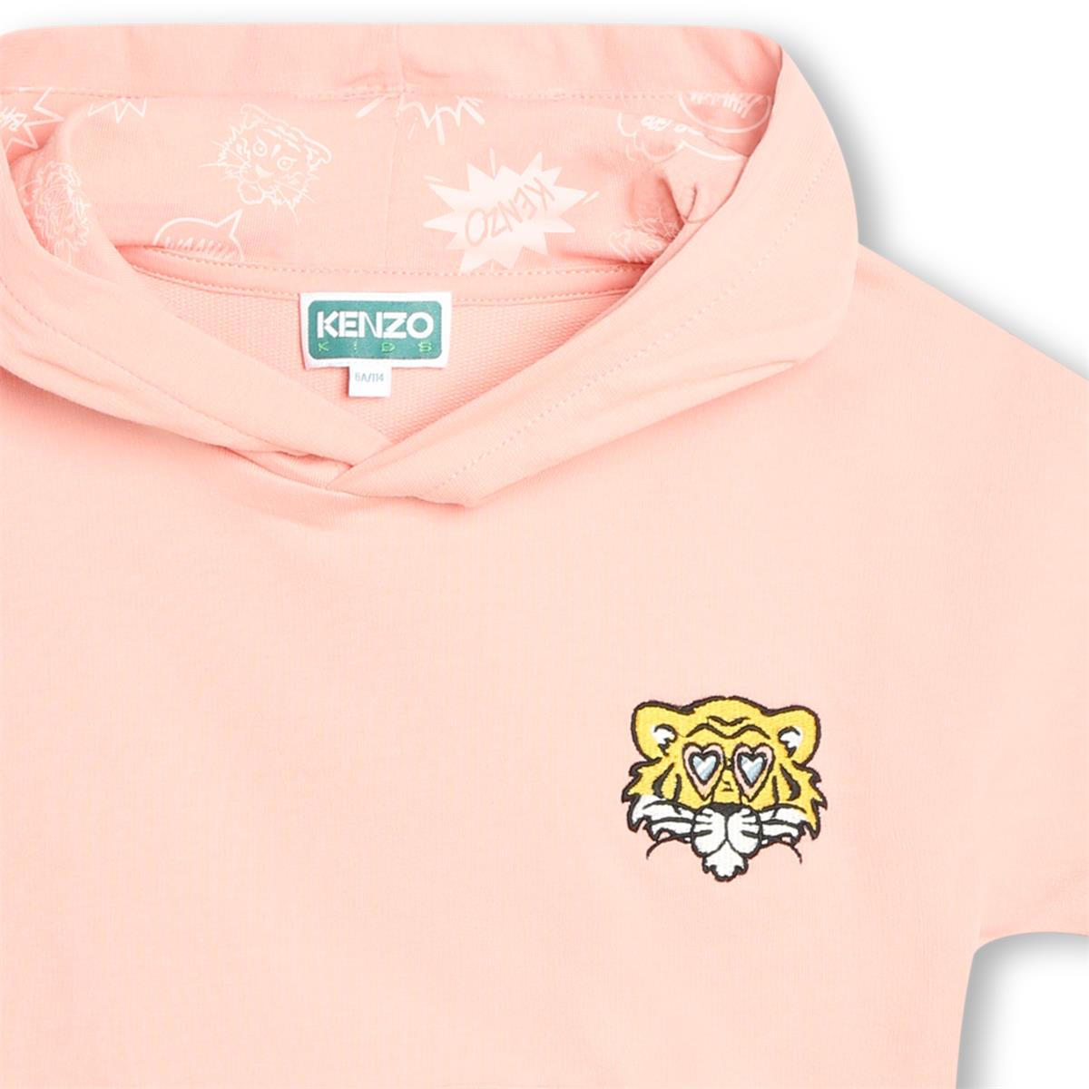 Girls Pink Hooded Cotton Sweatshirt