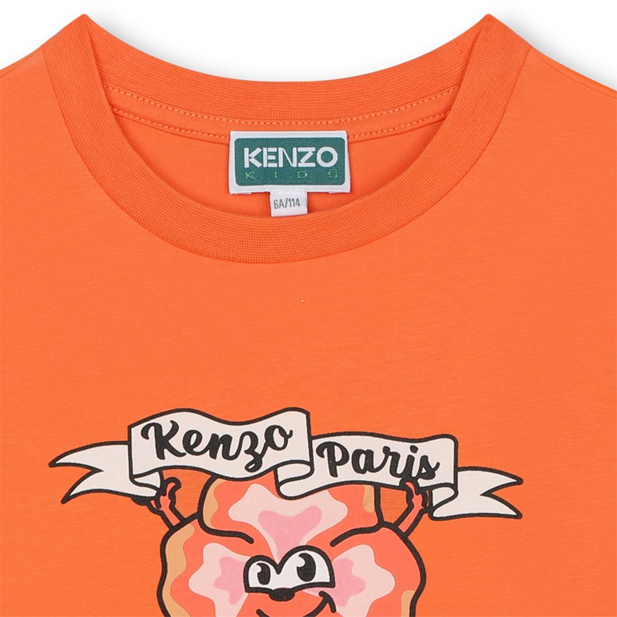 Girls Orange Cotton T-Shirt