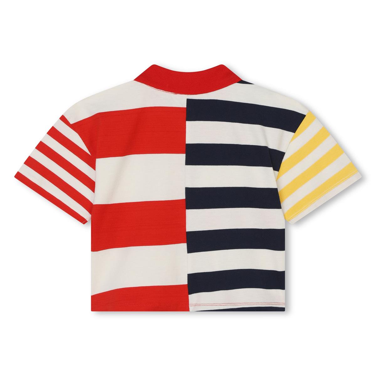 Girls Red Stripes Cotton Polo Shirt