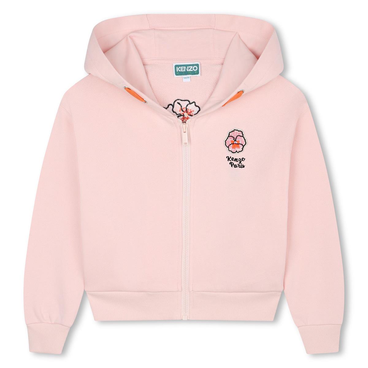 Girls Pink Cotton Zip-Up Top