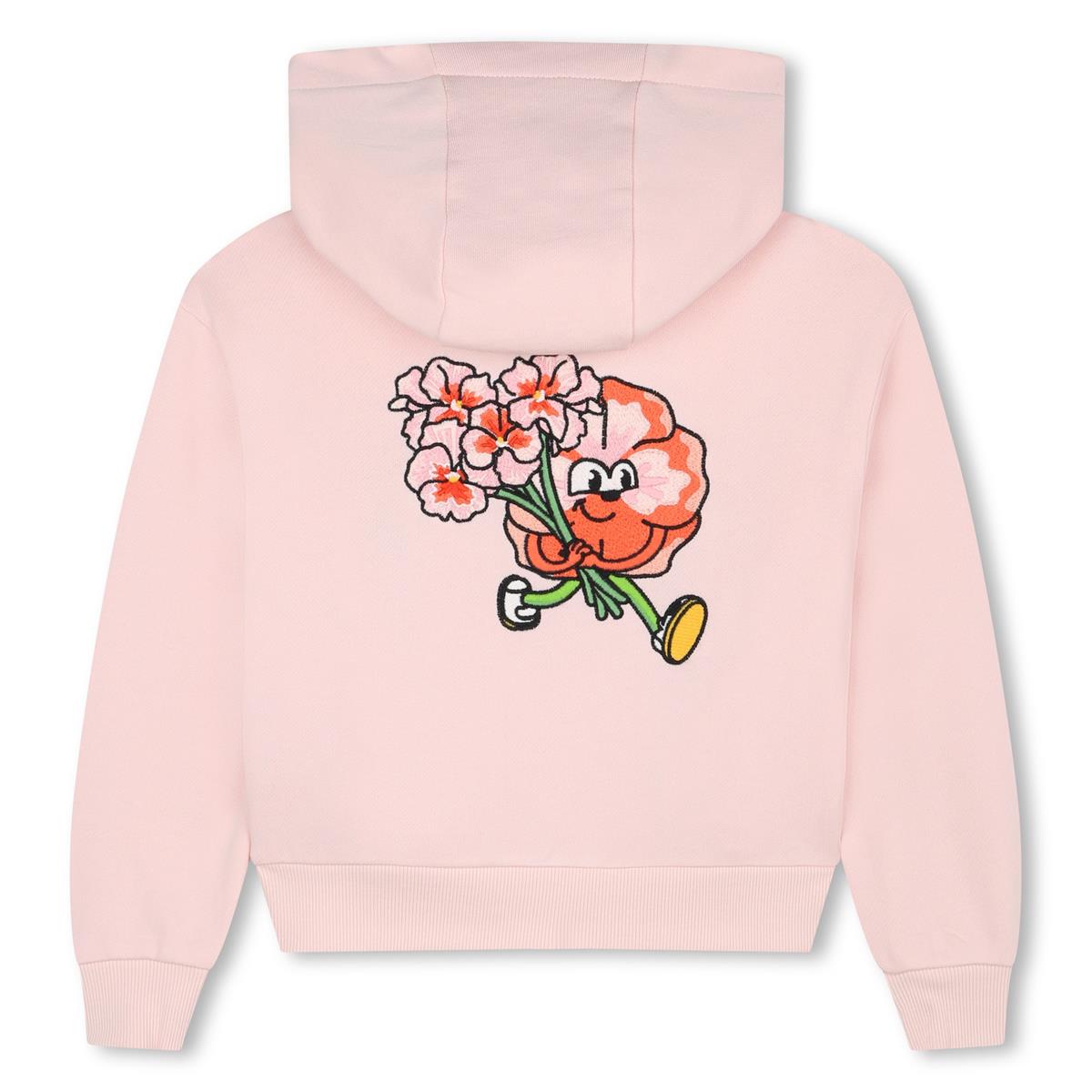 Girls Pink Cotton Zip-Up Top