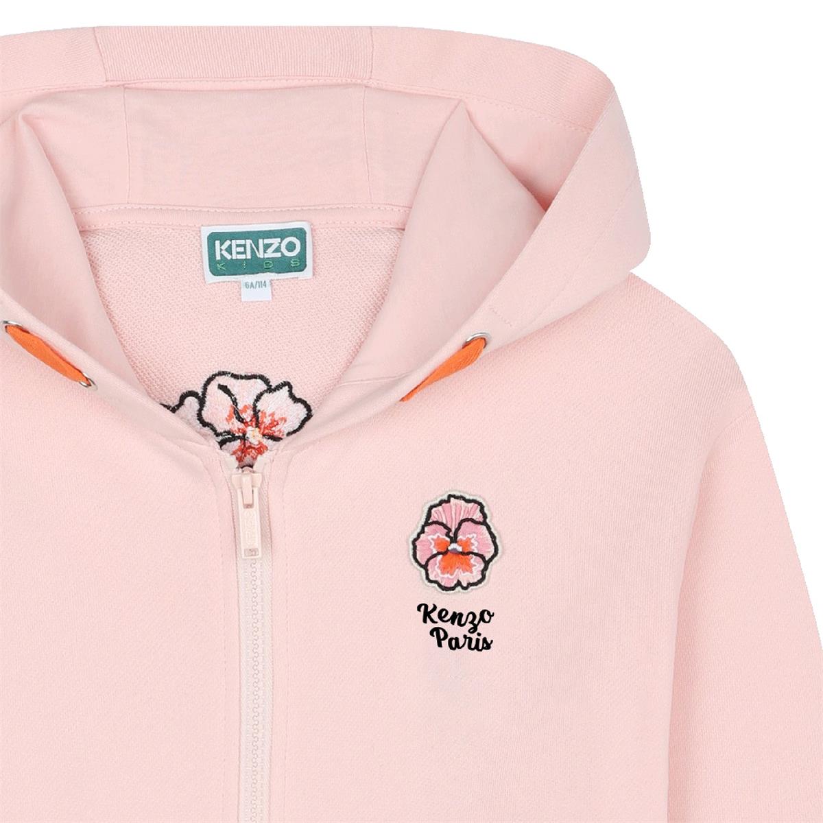 Girls Pink Cotton Zip-Up Top