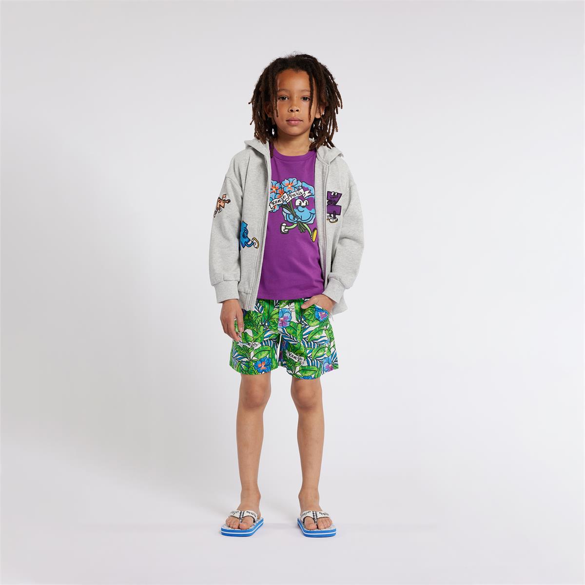 Boys Grey Cotton Zip-Up Top