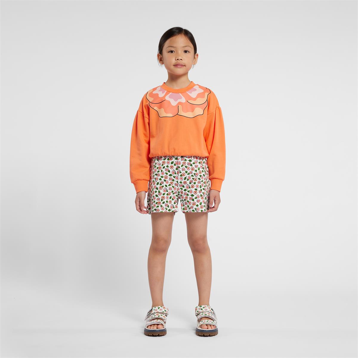 Girls White Flowers Cotton Shorts