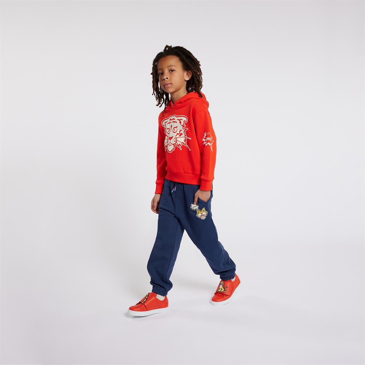 Boys Red Hooded Cotton Sweatshirt