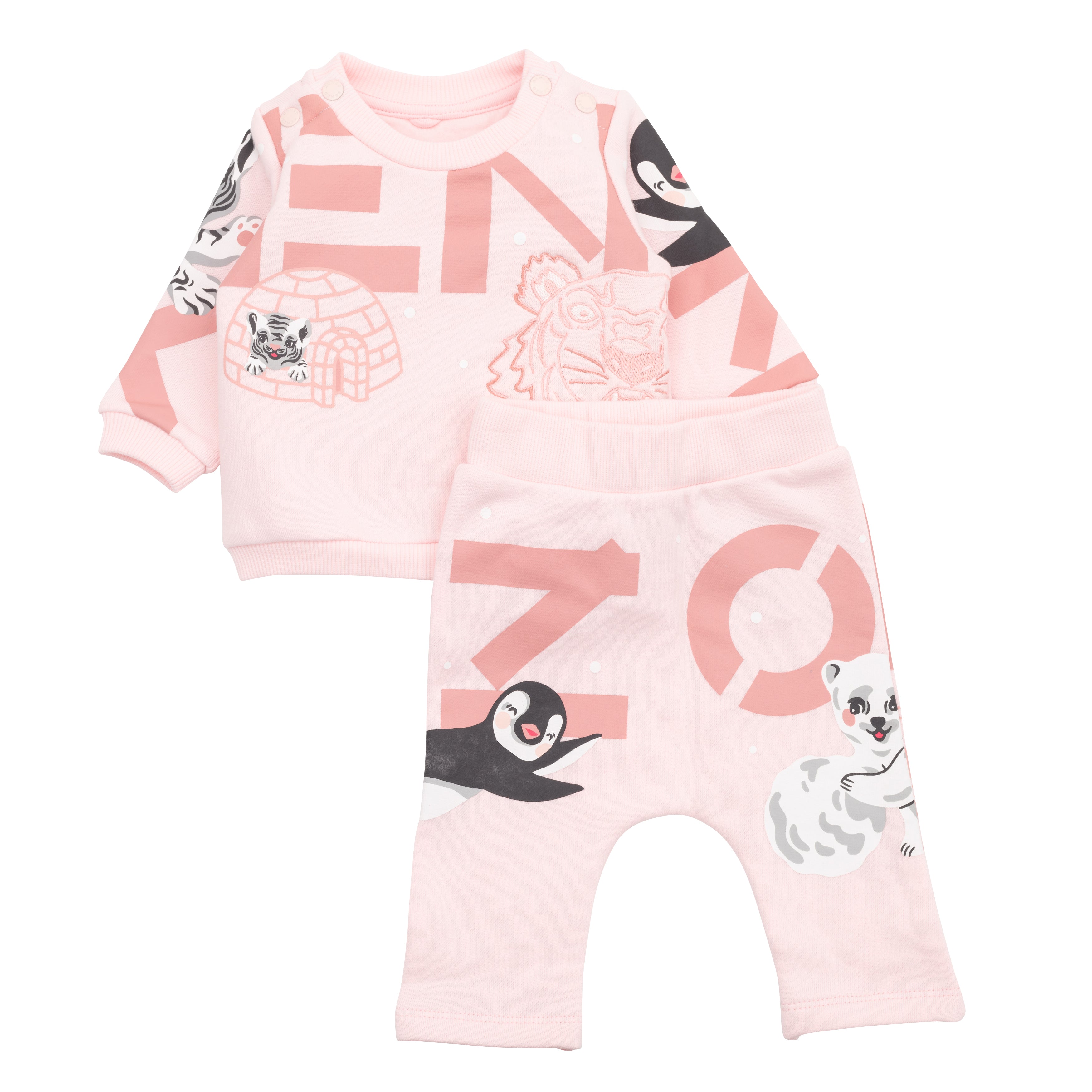 Baby Girls Pink Logo Cotton Set