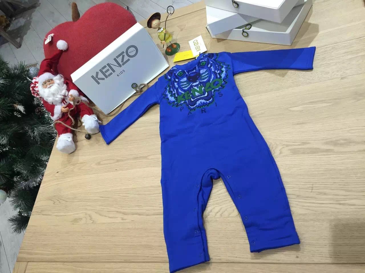 Baby Blue Tiger Head Embroidered Trims Babygrow - CÉMAROSE | Children's Fashion Store