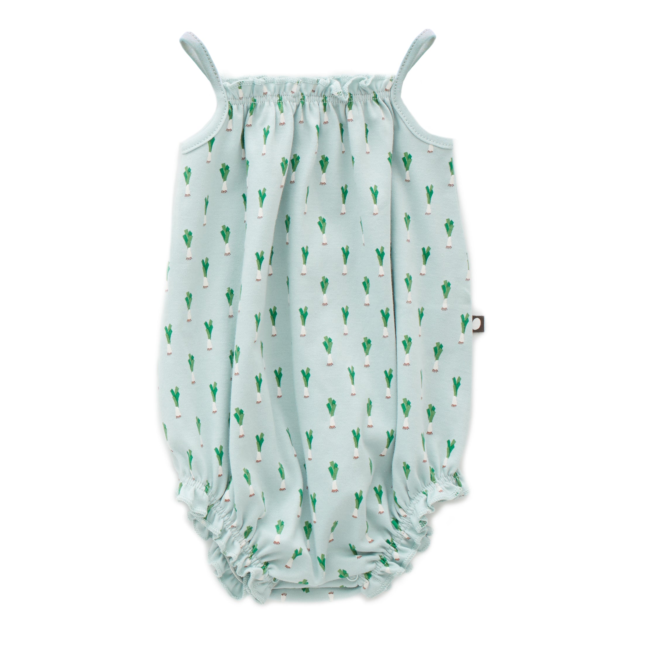 Baby Girls Mint Green Leek Print Romper
