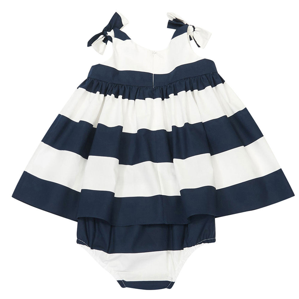 Baby Girls Blue & White Dress with Bloomers - CÉMAROSE | Children's Fashion Store - 2