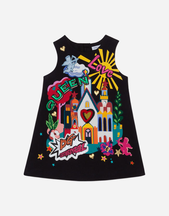Baby Girls Black Printed Dress