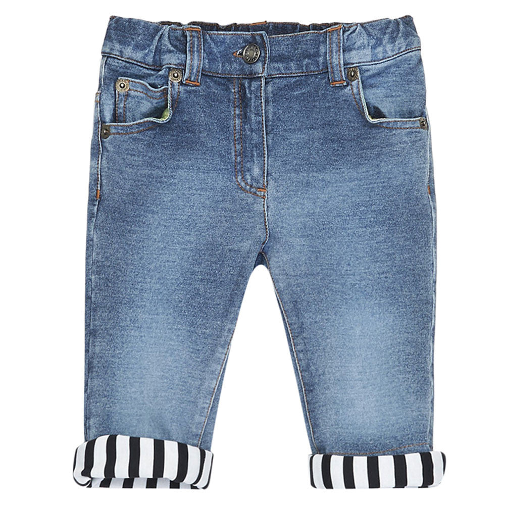 Baby Blue Denim Jeans With Stripes