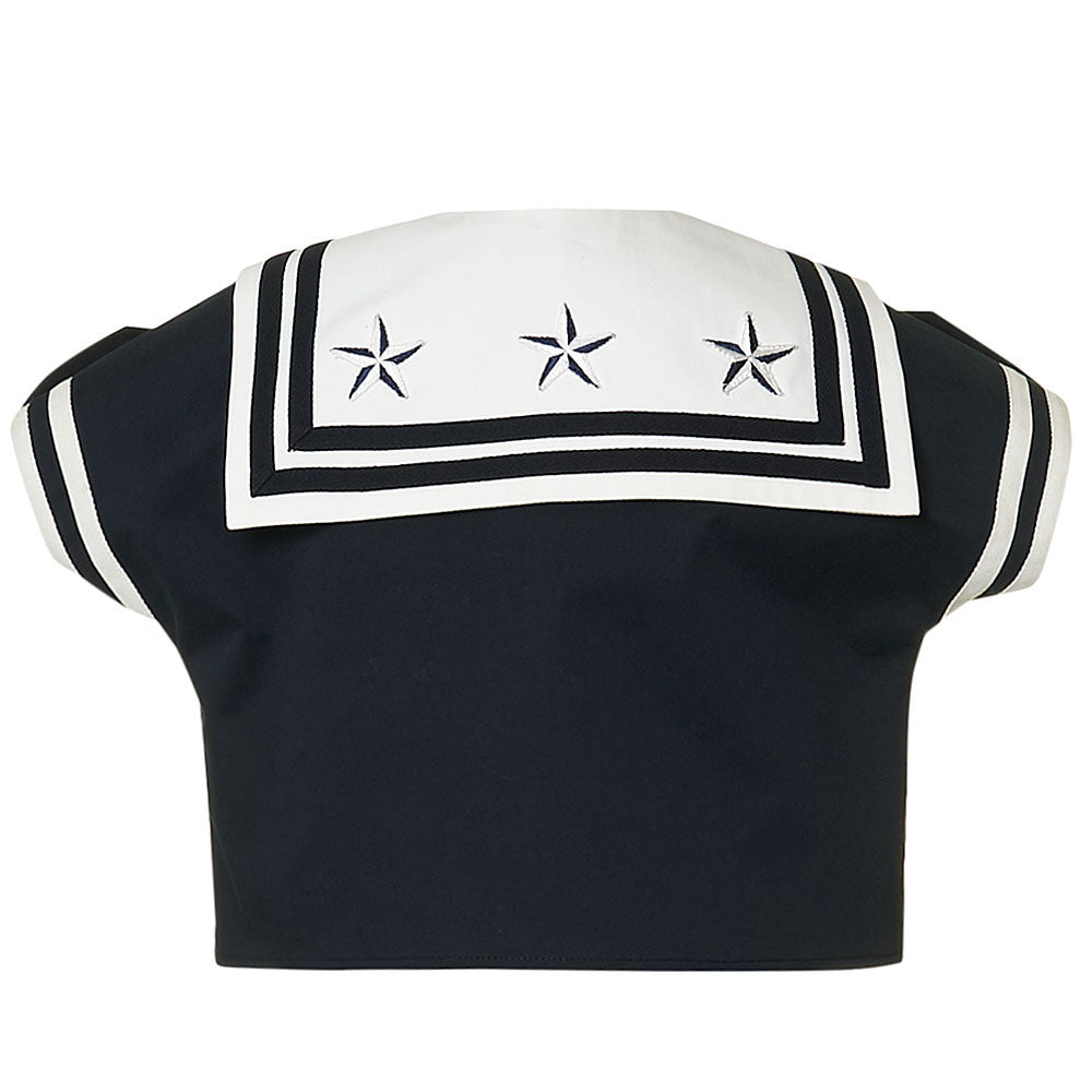 Girls Navy Blue Sailor Blouse with Collar