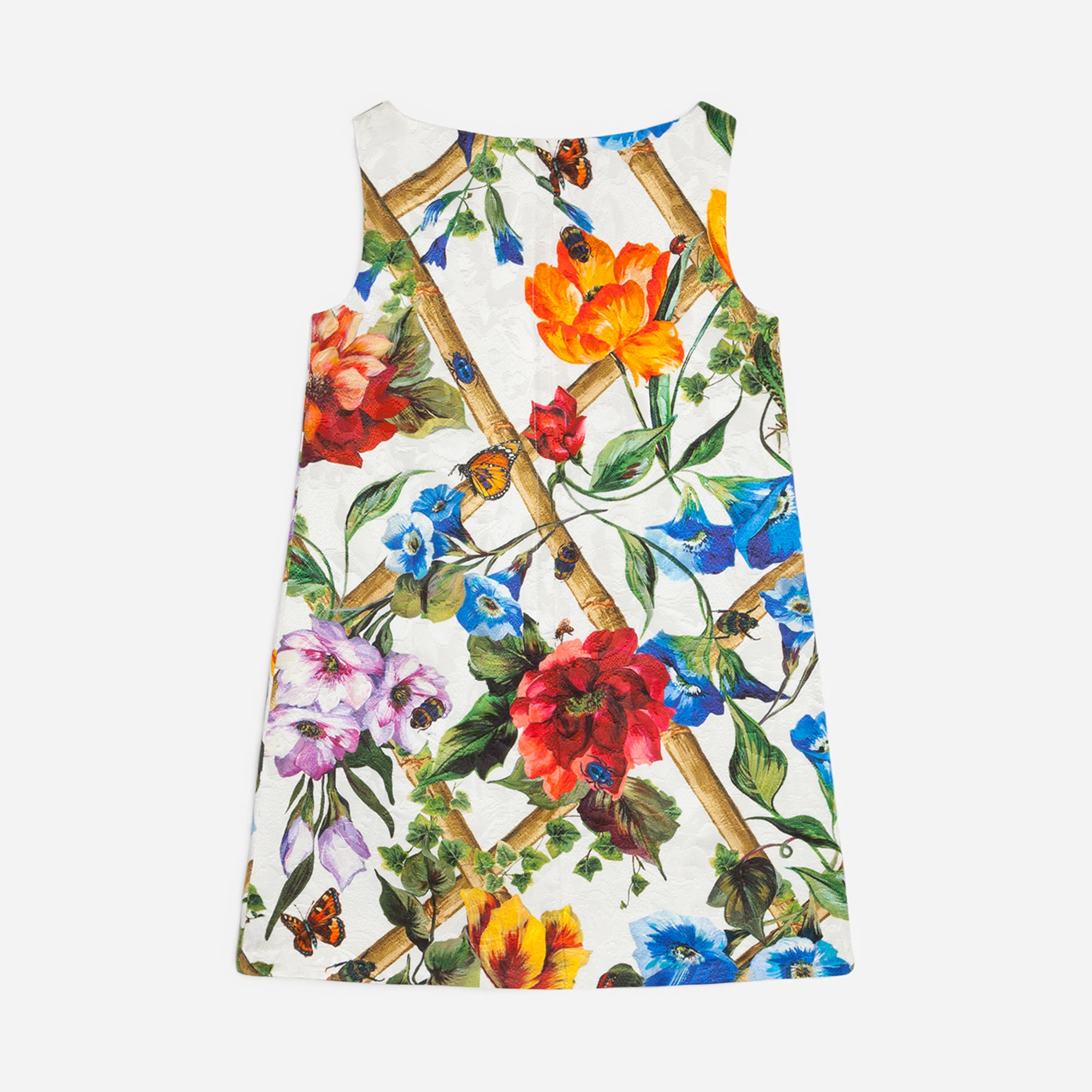 Girls White Printed Dress