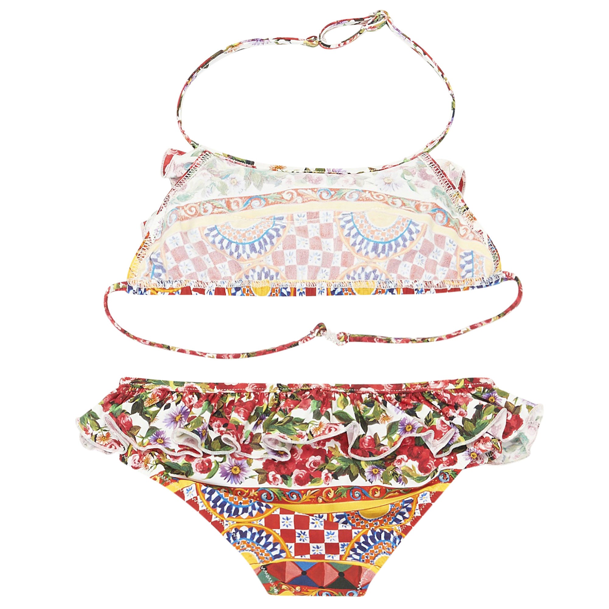 Girls Red Flower Printed Cotton Bikini - CÉMAROSE | Children's Fashion Store - 2