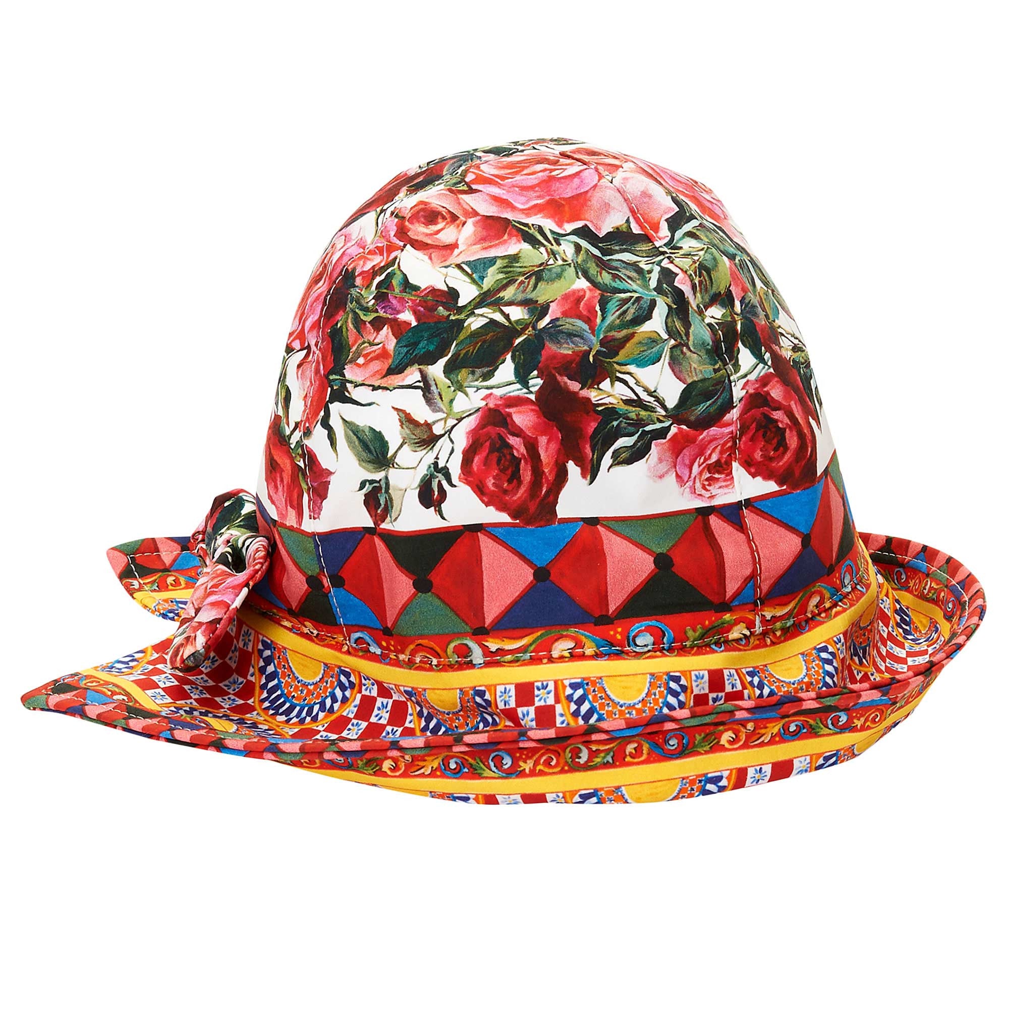 Girls Red Flower Printed Trims Fisherman Hat - CÉMAROSE | Children's Fashion Store