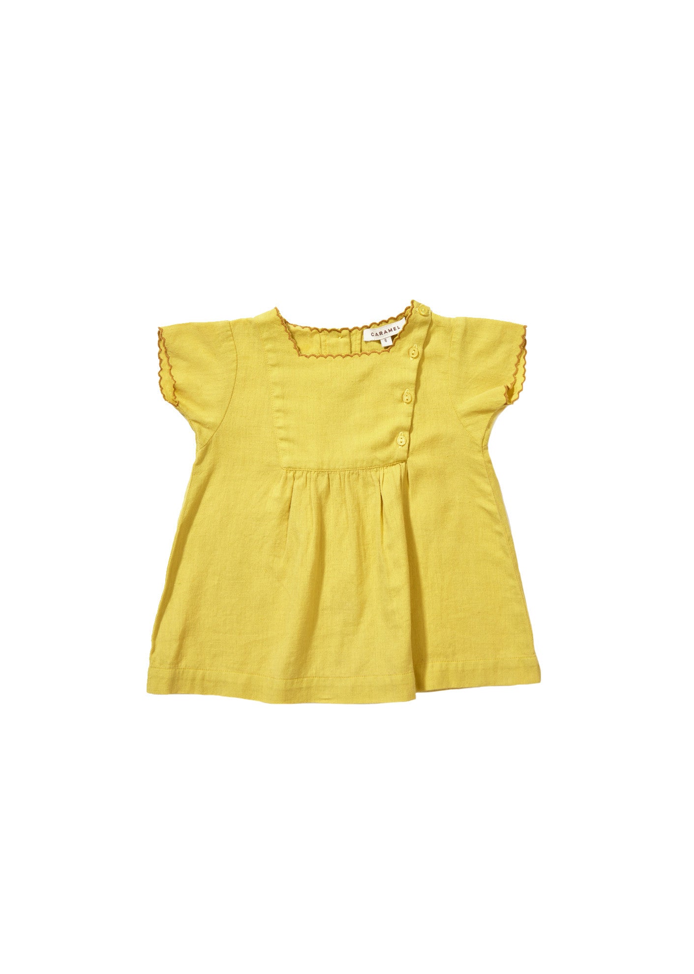 Baby Girls Mustard Yellow Woven Dress
