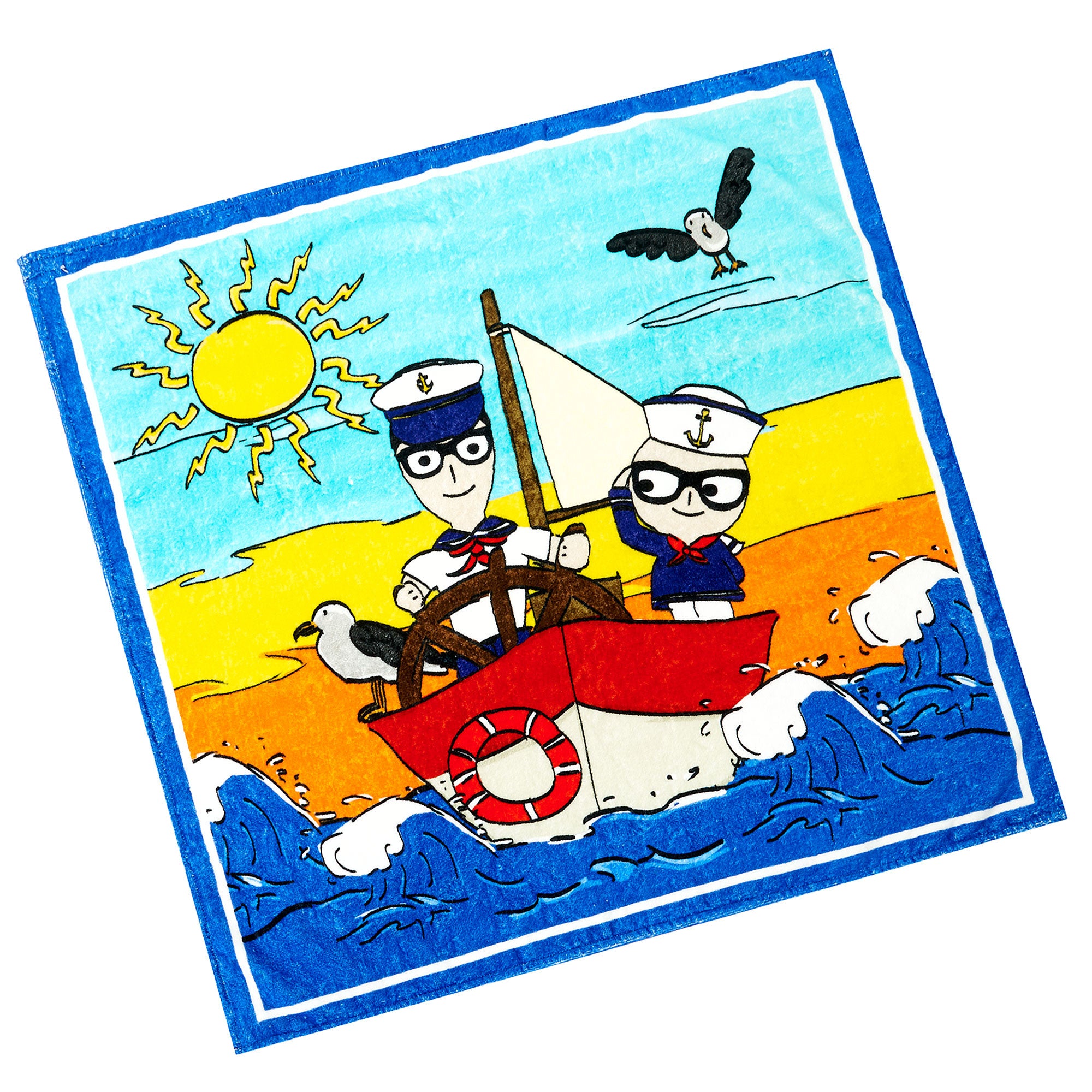 Baby Blue Navy Printed Trims Beach Towel - CÉMAROSE | Children's Fashion Store