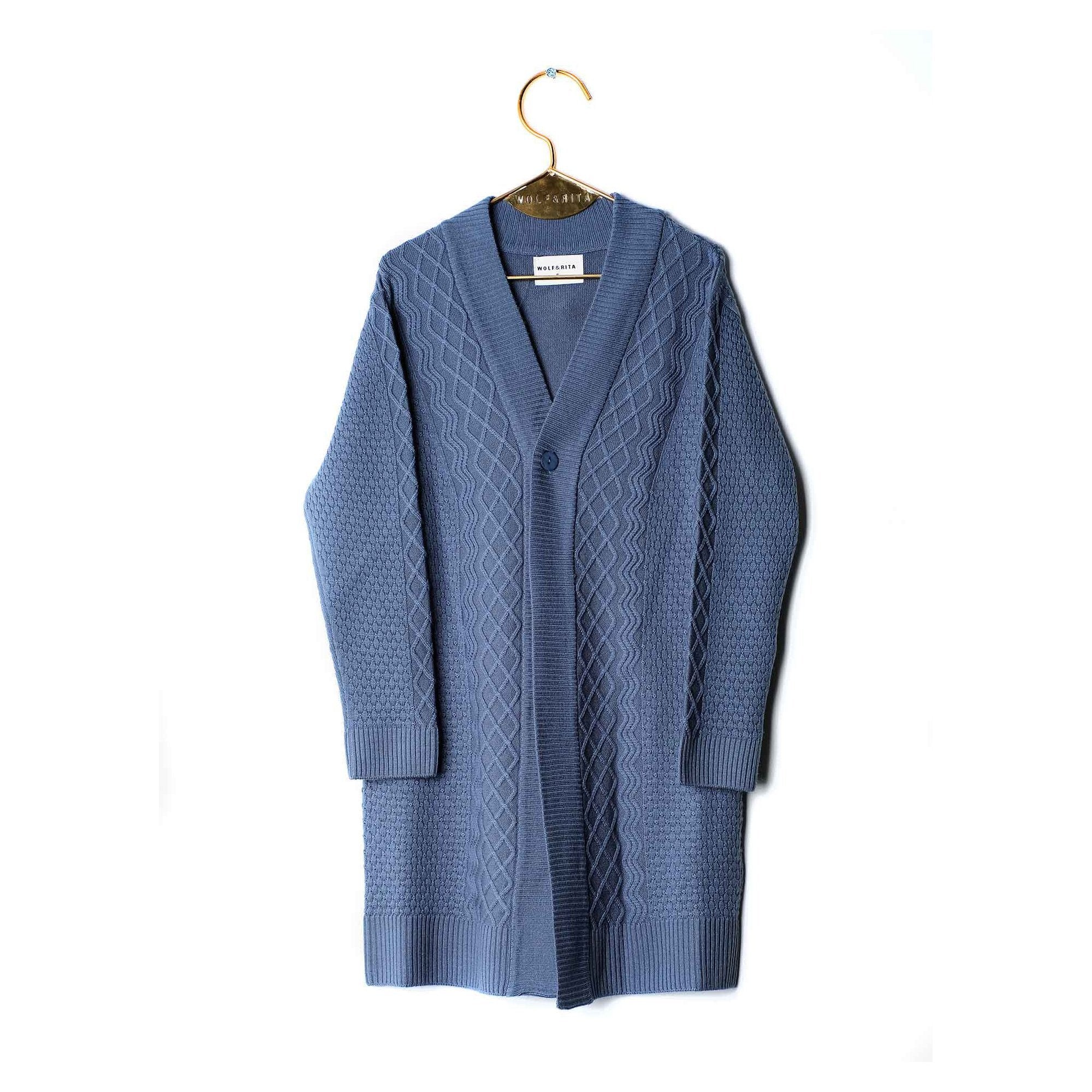 Girls Blue Motif Long Cardigan