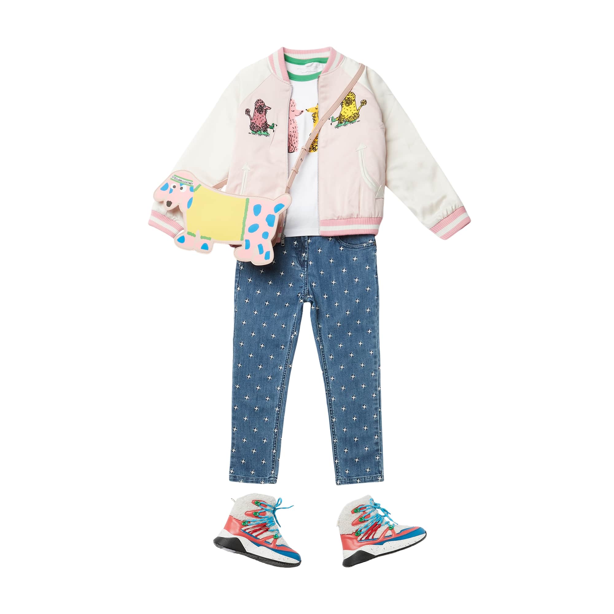 Girls Blue Stars Denim Trousers