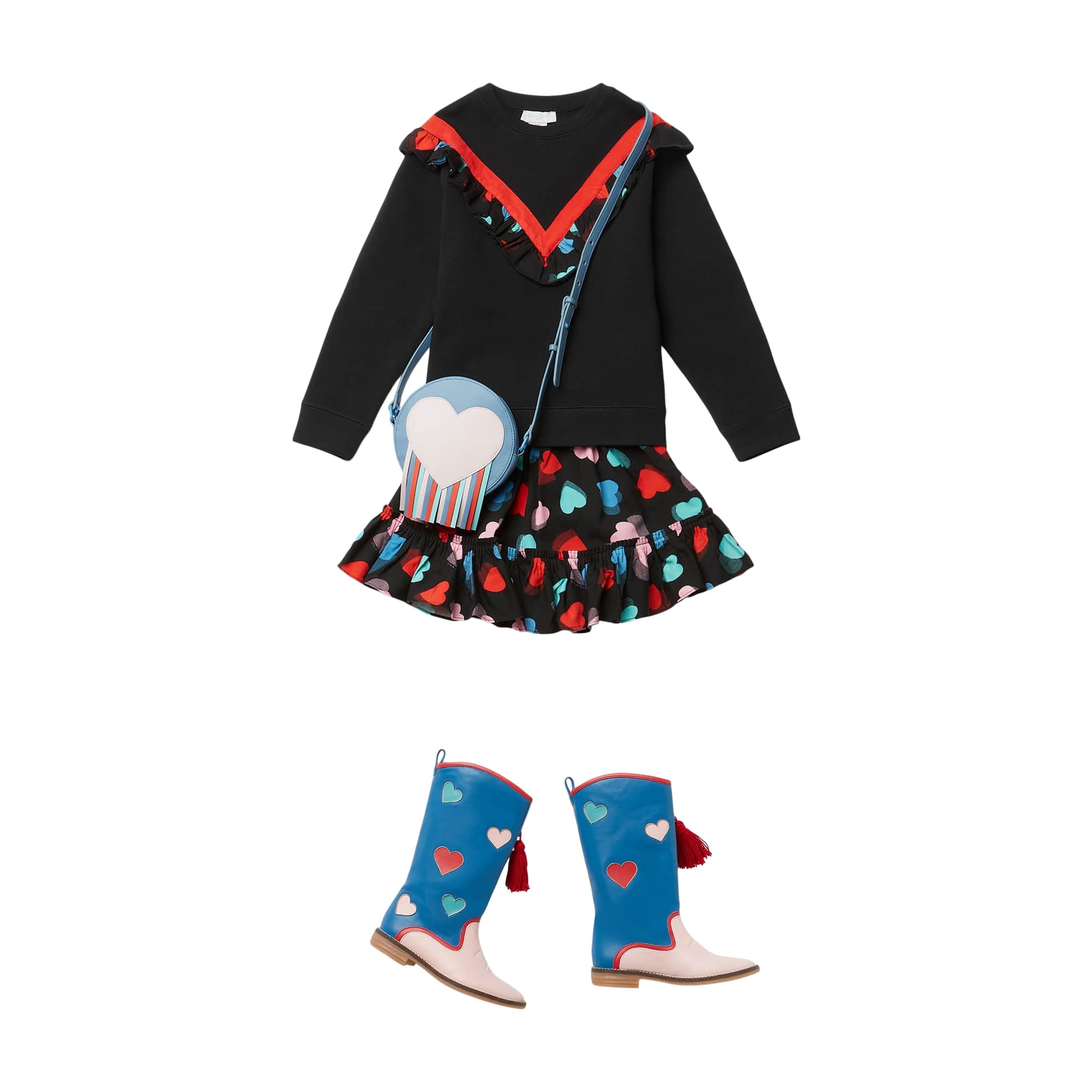 Girls Blue Heart Shoulder Bag