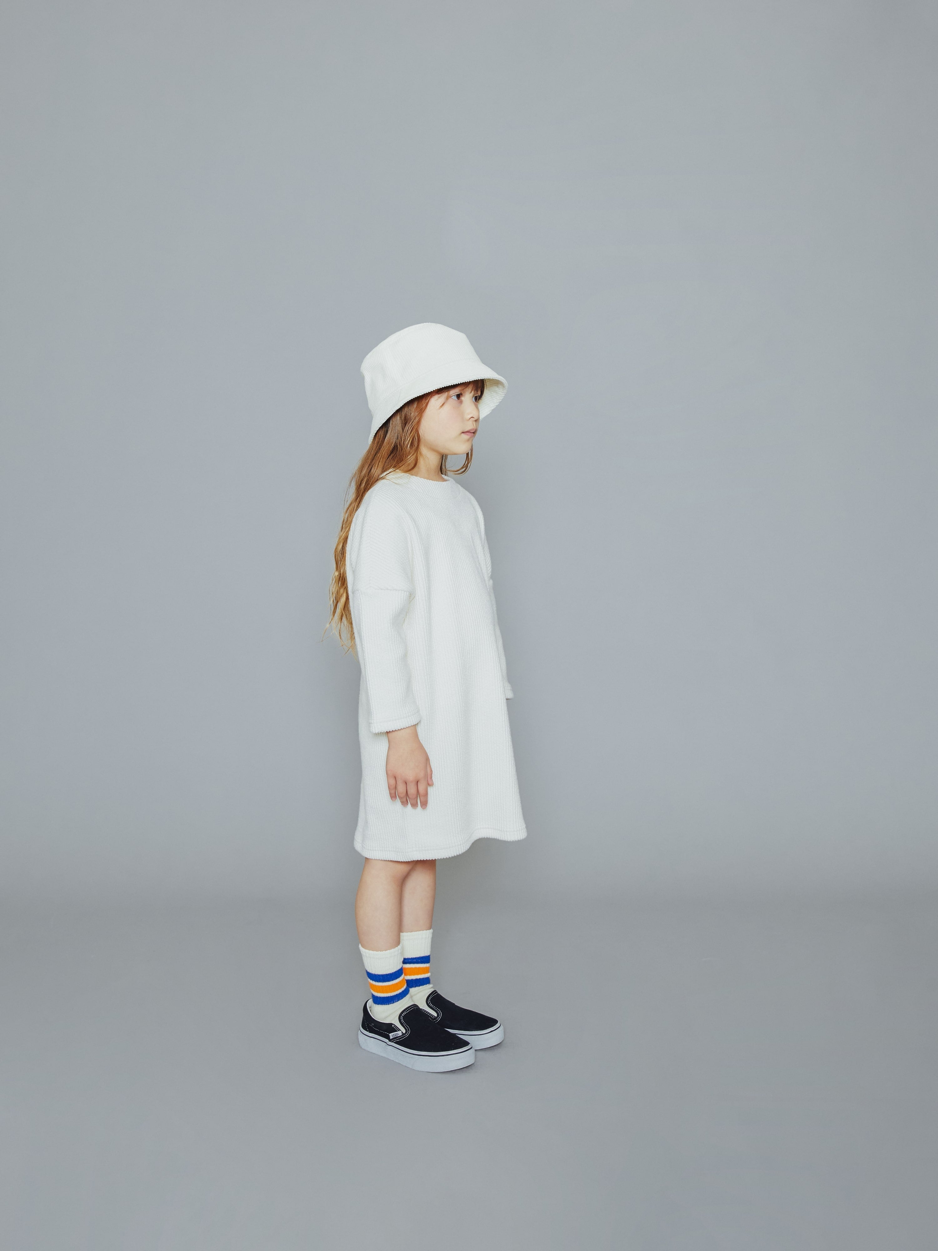 Girls White Corduroy Bucket Hat