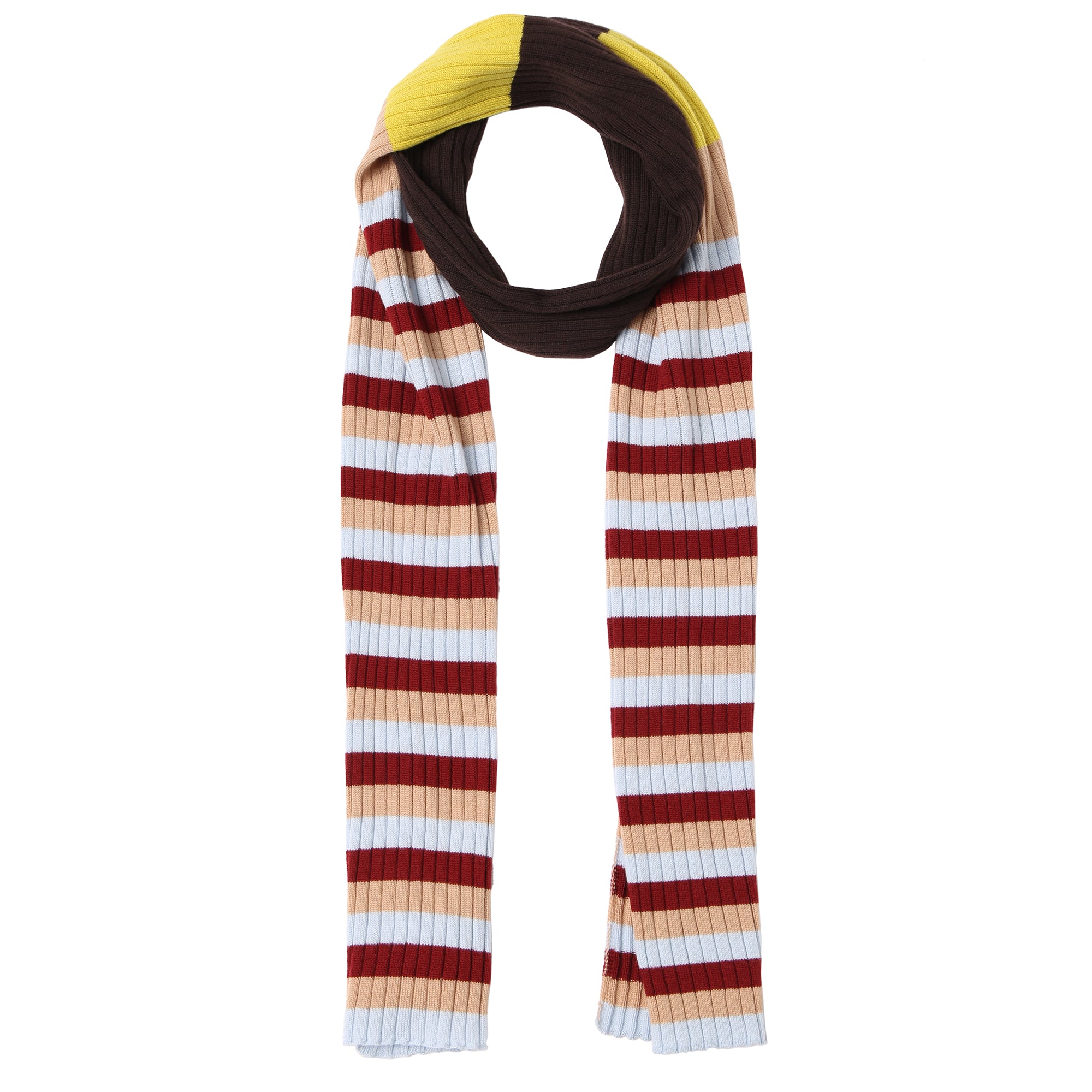 Girls Dark Brown Striped Wool Scarf