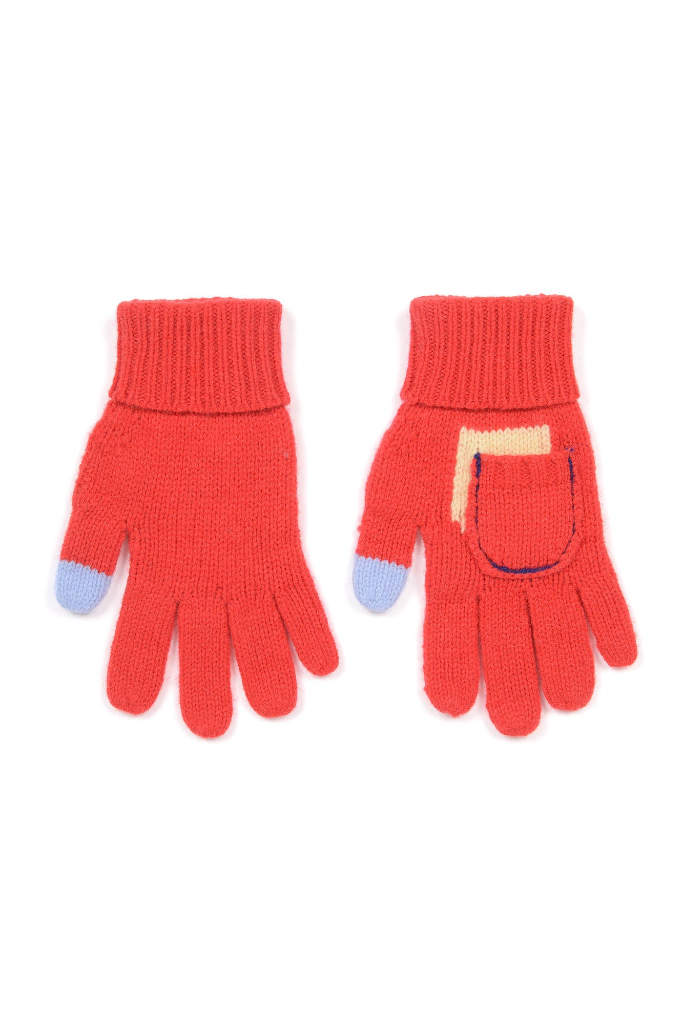 Girls Bright Red Wool Gloves