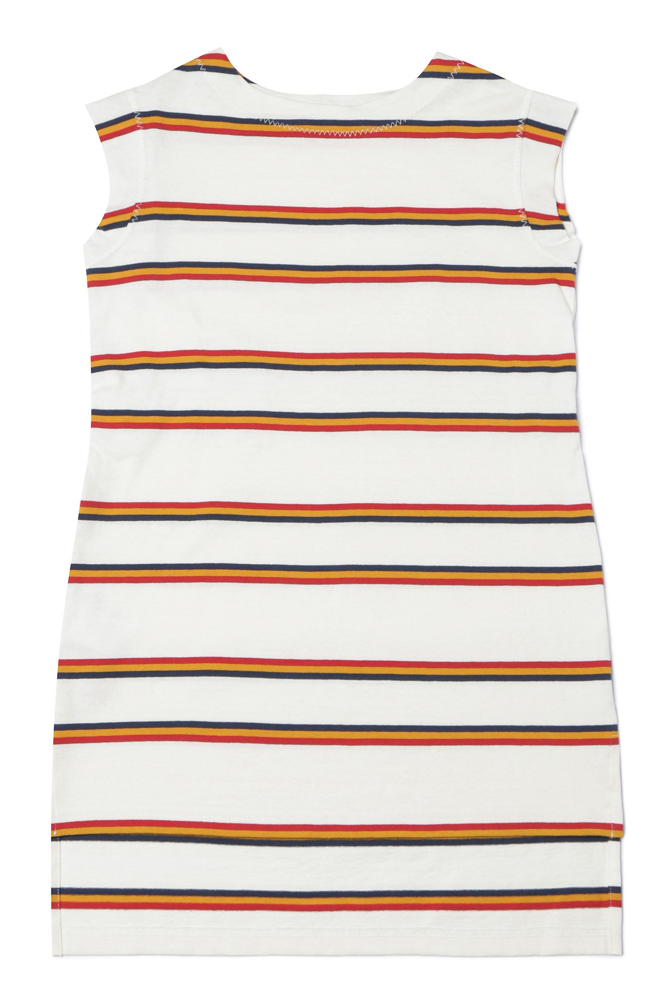 Girls White Stripe Cotton Dress