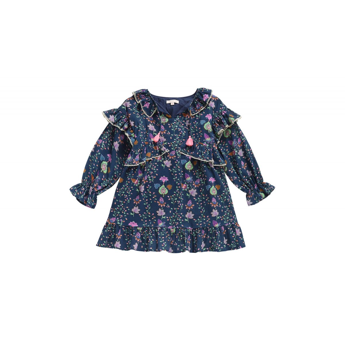 Girls Blue Pine Cone Cotton Dress