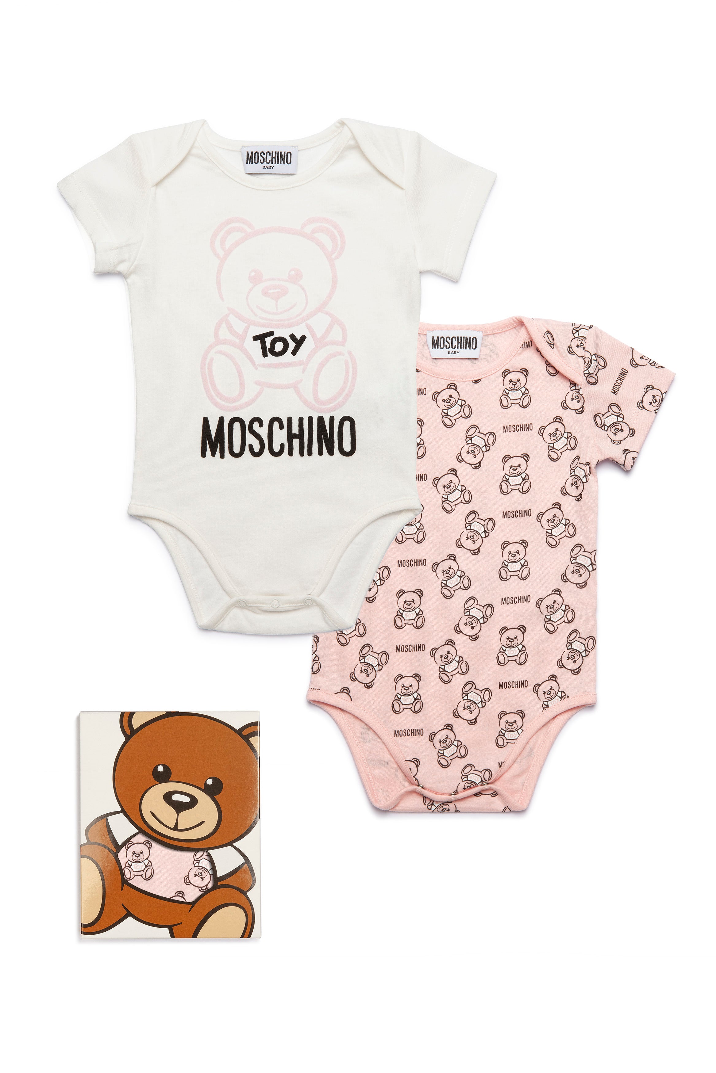 Baby Girls White & Pink Logo Cotton Set (2 Pieces)