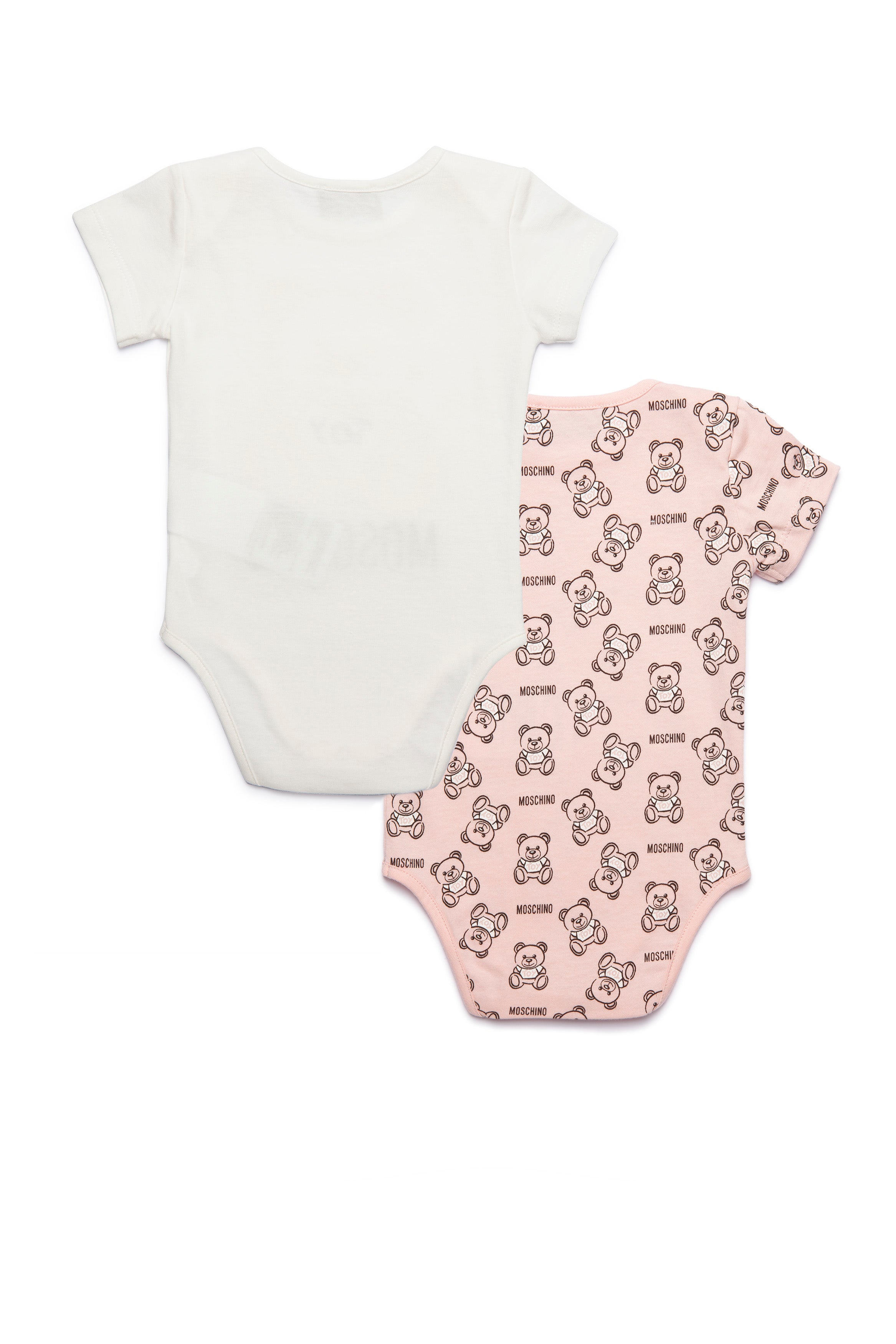 Baby Girls White & Pink Logo Cotton Set (2 Pieces)