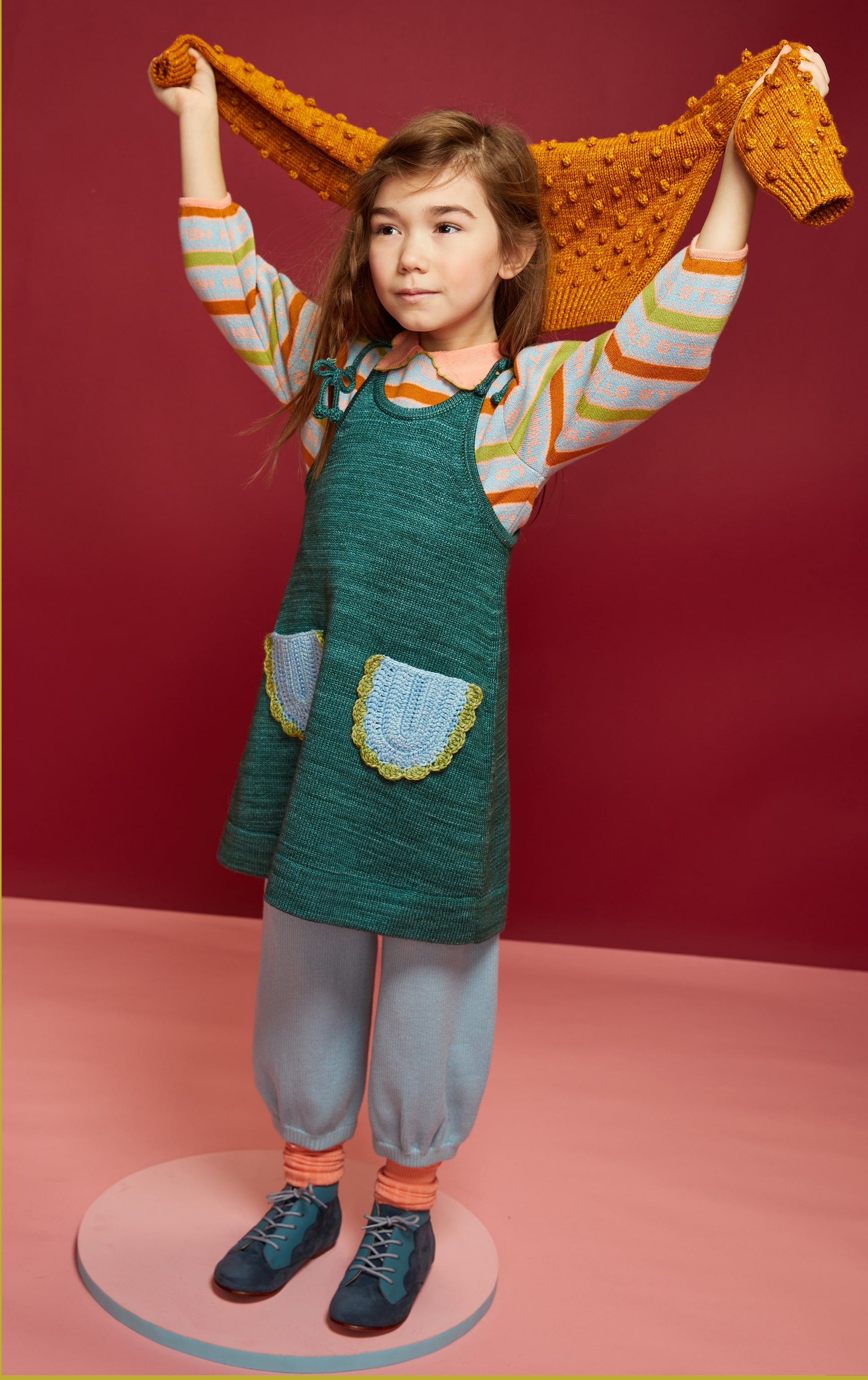 Girls Dark Green Laced Dress