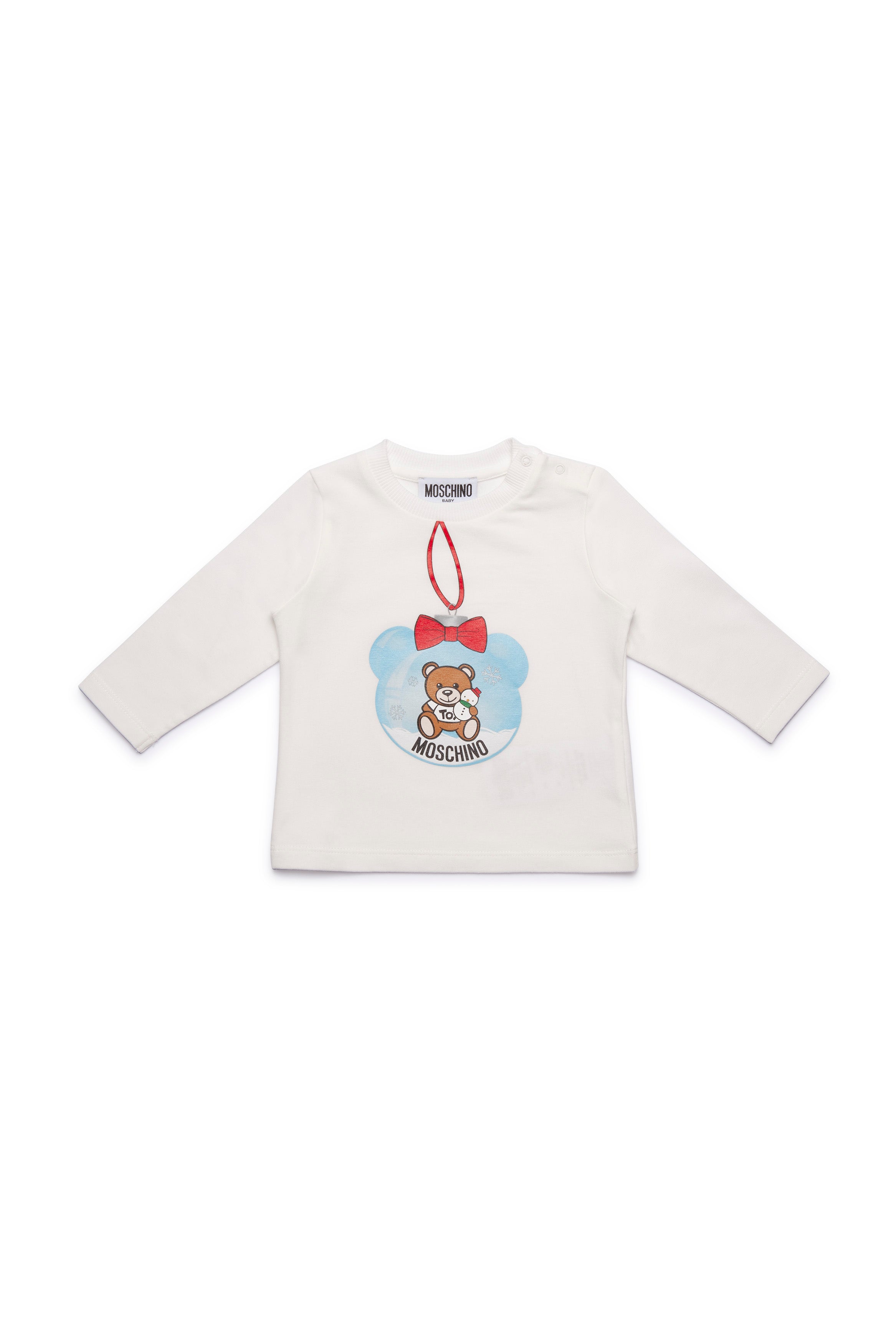 Baby Girls White Logo Long Sleeves Cotton T-shirt