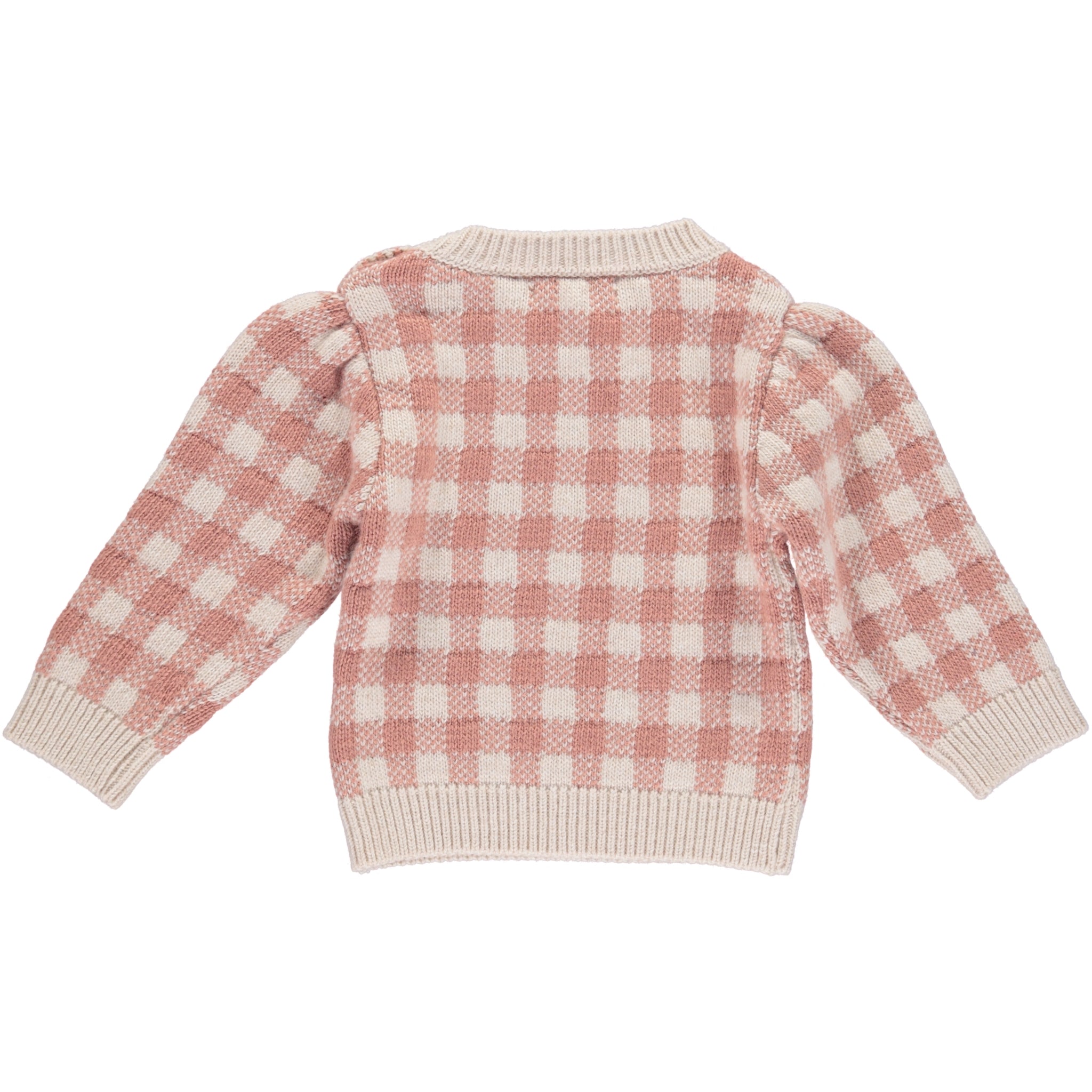 Baby Girls Pink Check Wool Sweater