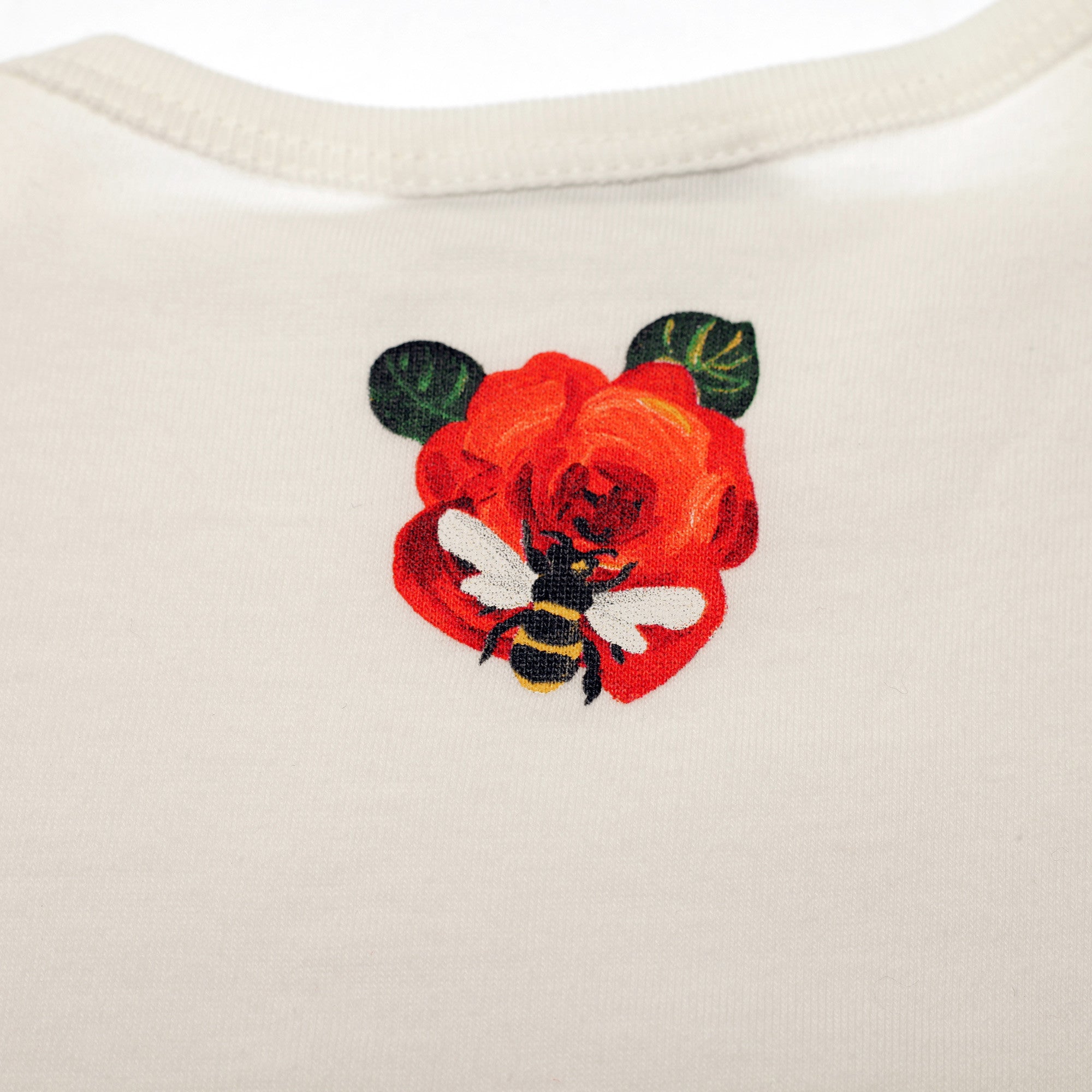 Baby Girls White Cotton T-Shirt With Flower Print Trims - CÉMAROSE | Children's Fashion Store - 3