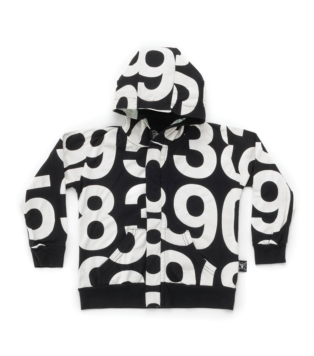 Girls Black Number Zip Hoodie