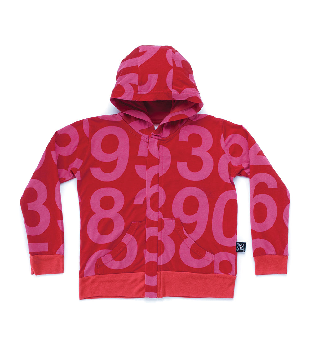 Girls Red Number Zip Hoodie