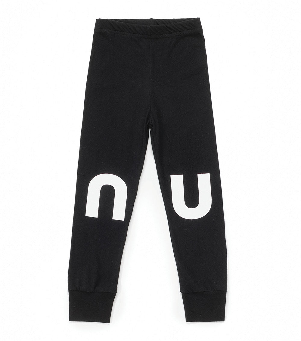 Girls Black Logo Cotton Leggings